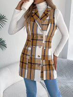 Plaid Double-Breasted Vest Coat