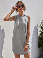 Drawstring Sleeveless Hooded Mini Dress