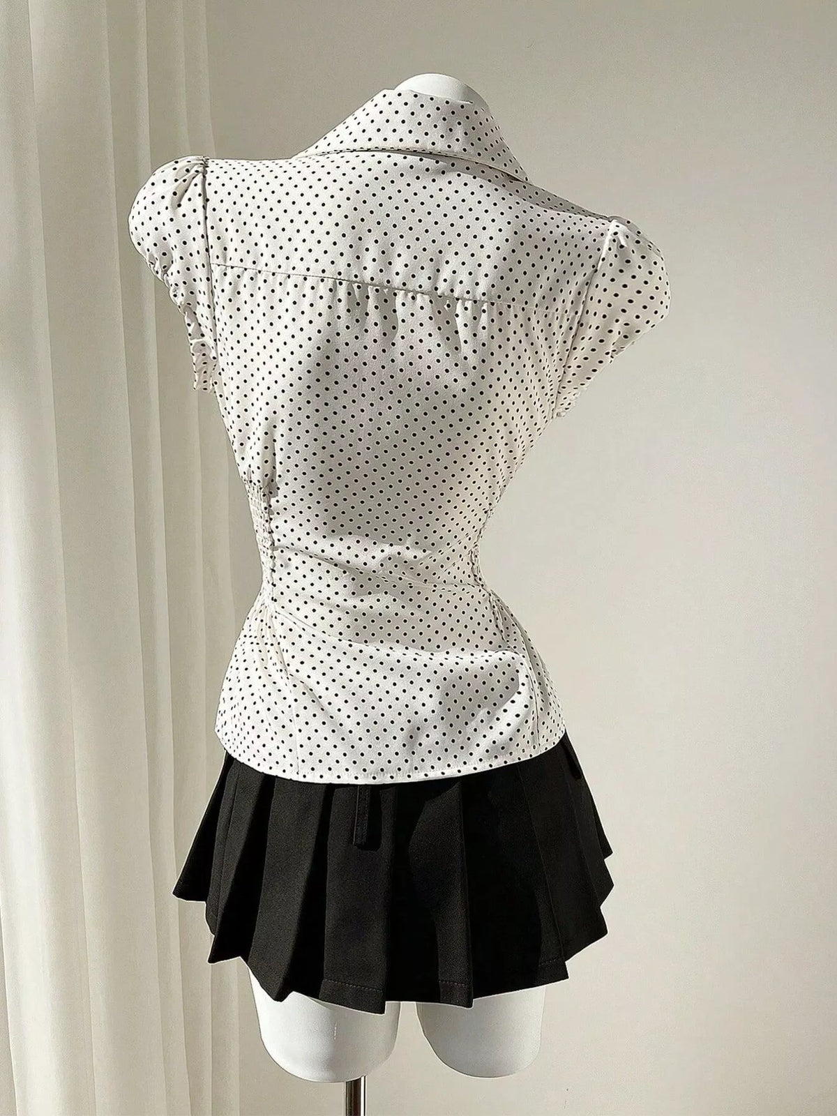 Polka Dot Cap Sleeve Blouse