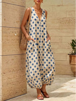 Polka Dot V-Neck Sleeveless Maxi Dress