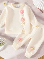 Children's Floral Applique Top and Pants Set