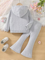 Children's Ribbed Knit Hooded Top and Pants Set