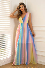 Surplice Neck Sleeveless Maxi Dress - Ladyez
