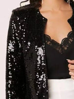 Full Size Sequin Long Sleeve Jacket Plus Size