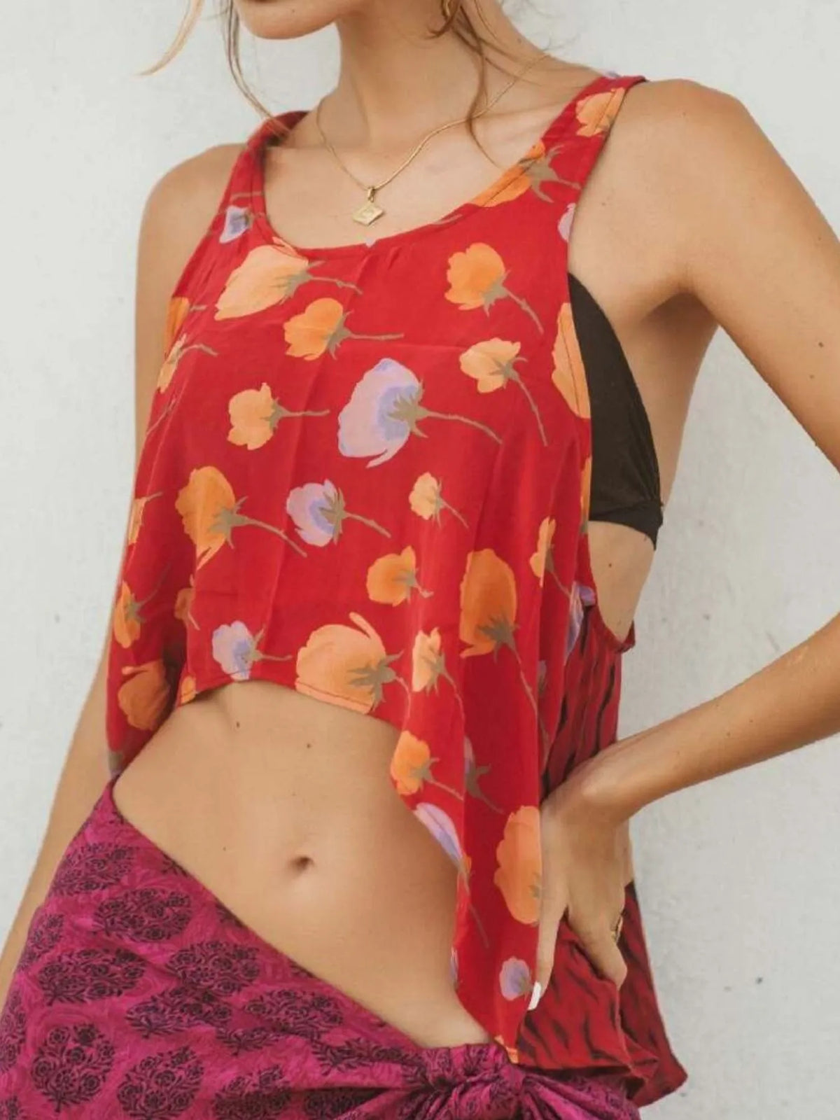 Printed Scoop Neck Tank - Ladyez