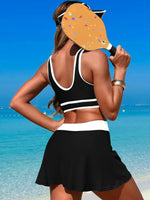 Scoop Neck Top and Skort Swim Set - Ladyez