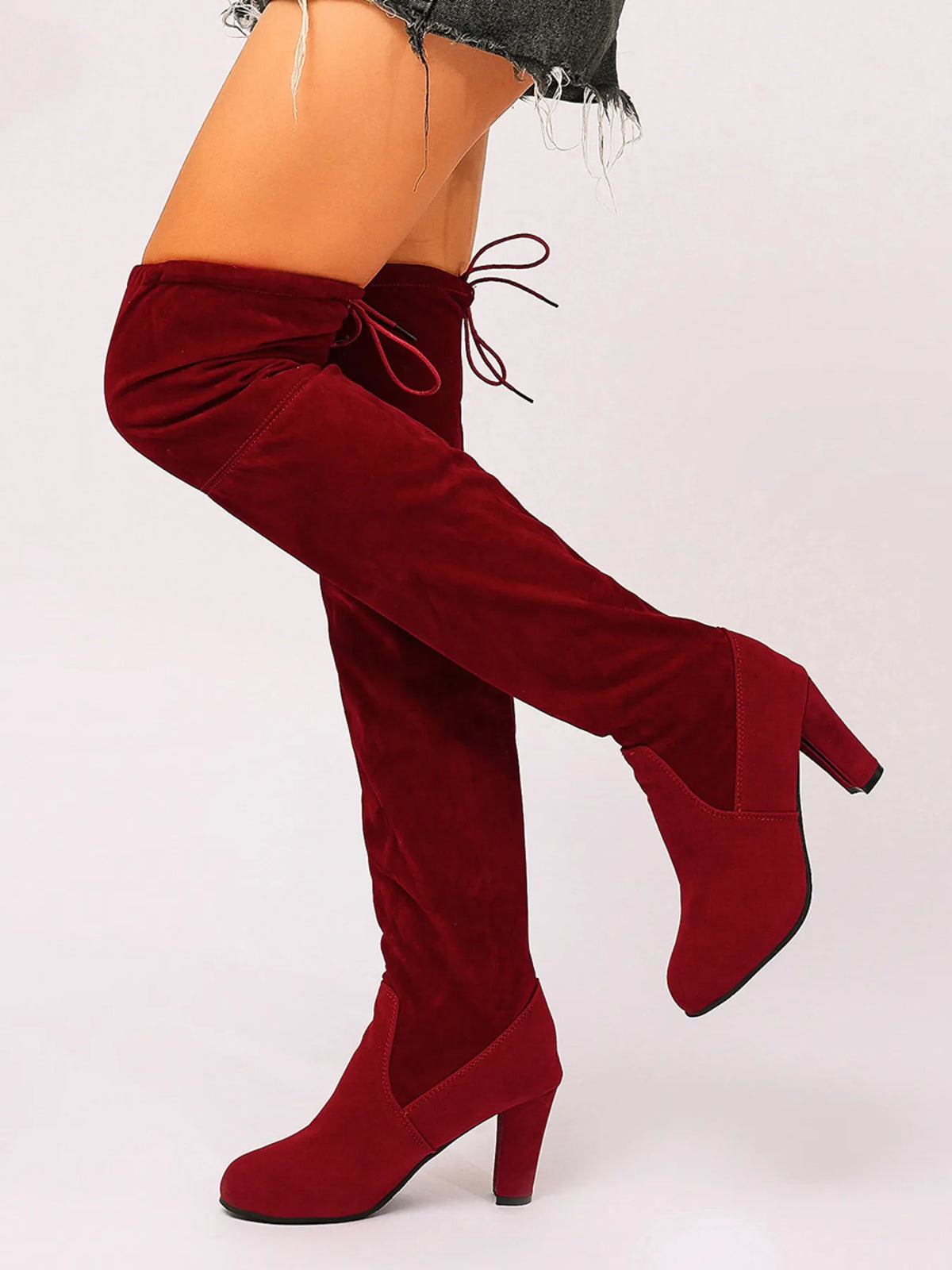 Suede Over-The-Knee High Heel Boots - Ladyez