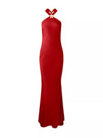 Halter Neck Satin Maxi Dress
