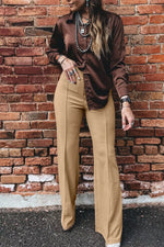High Waist Full Length Regular Fit Pants