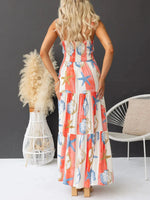 Printed Spaghetti Strap Maxi Dress with Pockets - Ladyez
