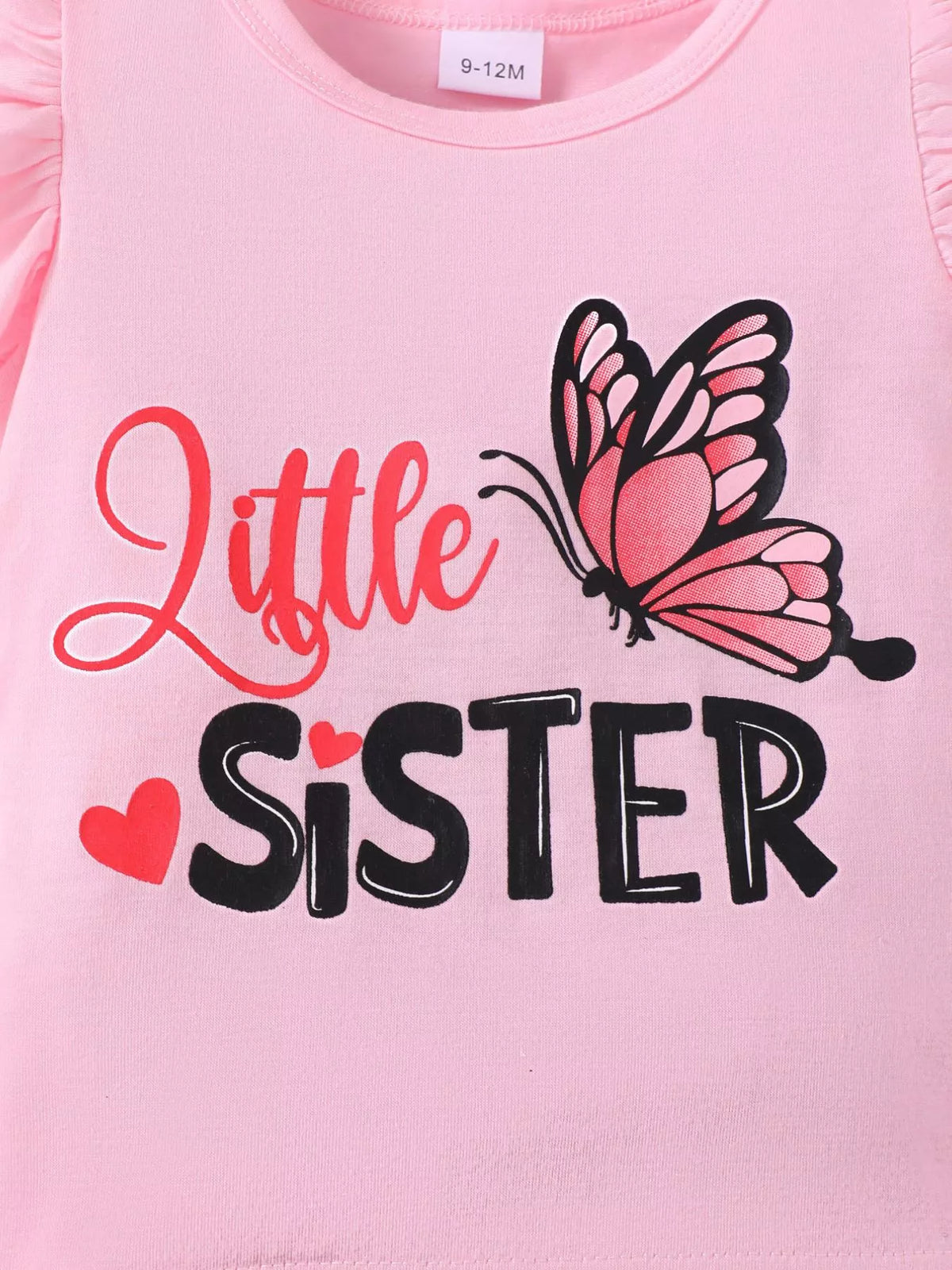 Children's Little Sister Butterfly Print Ruffle Trim Set