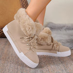 Fuzzy Trim Lace-Up Ankle Boots