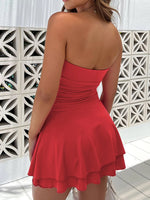 Ruched Layered Tube Mini Dress - Ladyez