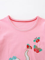 Children's Elephant & Butterfly Embroidered T-shirt and Shorts Set