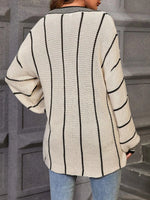 Striped V-Neck Relaxed Fit Sweater
