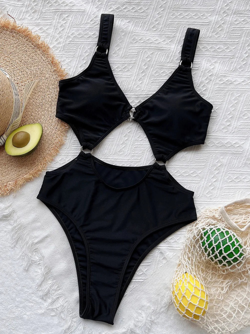 Cutout Plunge One-Piece Swimwear - Ladyez