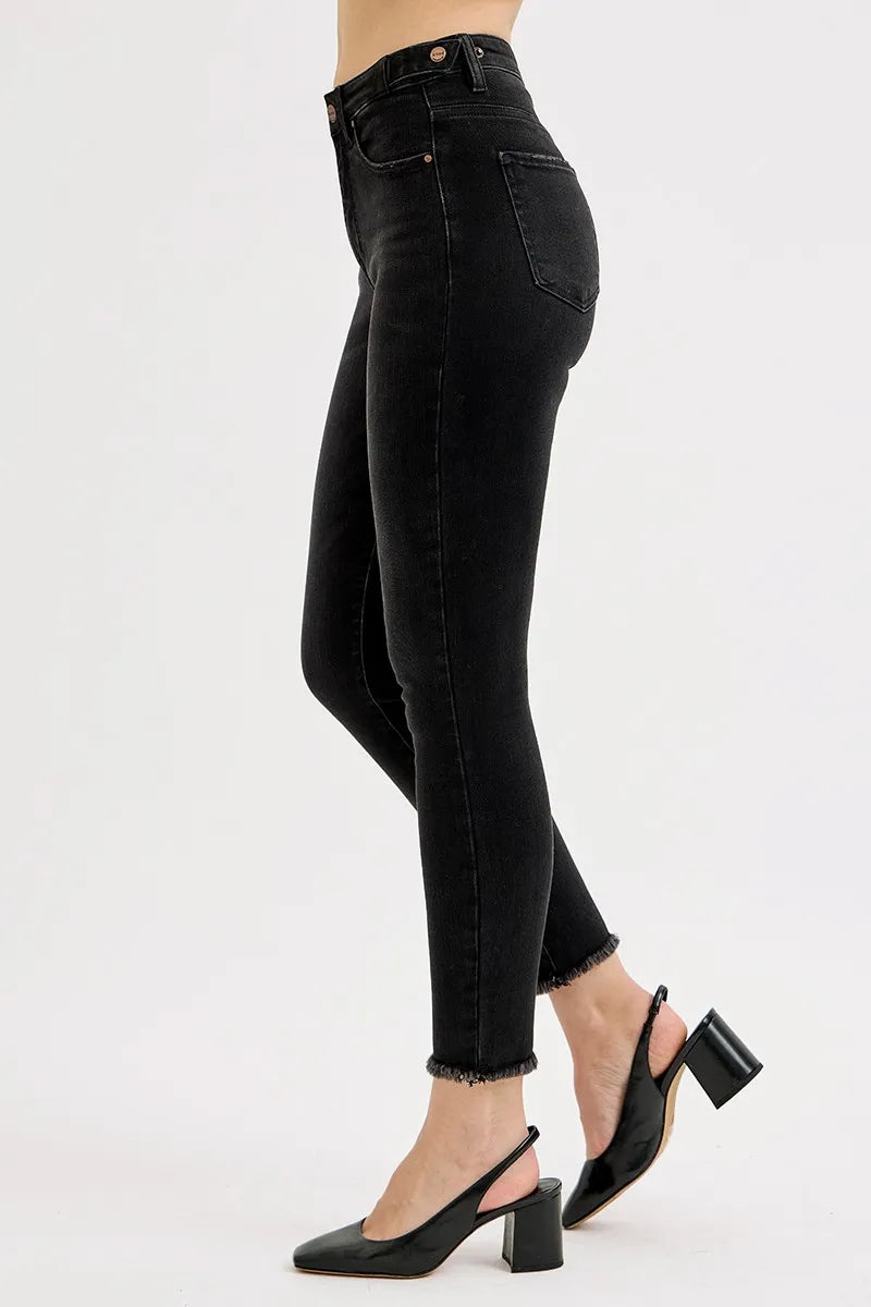 RISEN Full Size Tummy Control High Rise Adjustable Waist Skinny Jeans Plus Size - Ladyez