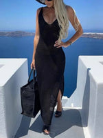 Slit Openwork V-Neck Sleeveless Cover Up - Ladyez