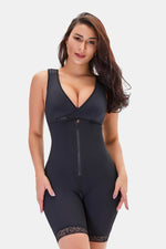 Full Size Lace Trim Shapewear with Zipper - Ladyez
