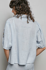 POL Button Down Embroidered Floral Short Sleeve Shirt