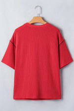 Twisted Rib Vintage USA Letter Printed T Shirt