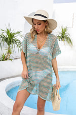 Angel Wings Openwork Slit V-Neck Cover Up - Ladyez