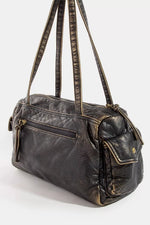 Fame Multi Pocket Textured Leather Shoulder Bag