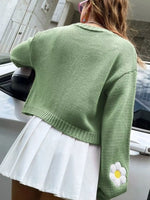 Floral Open Front Knit Cardigan