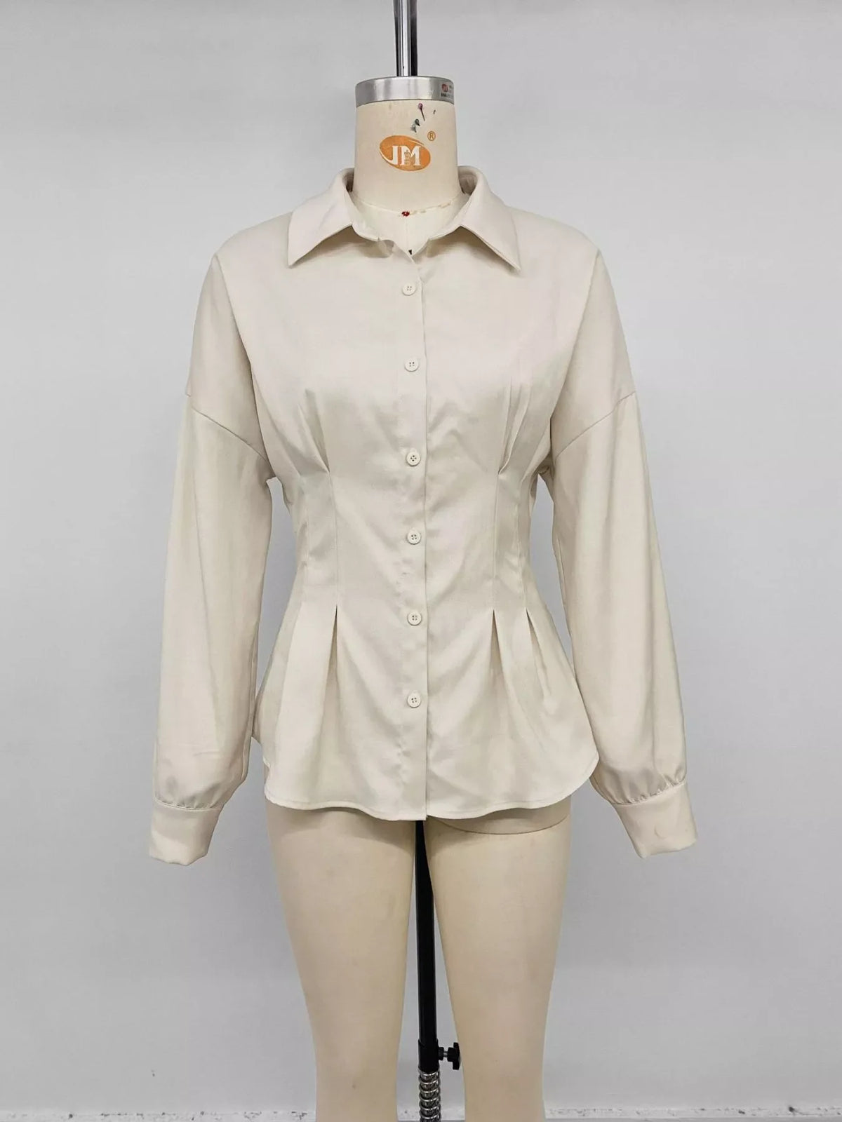 Ruched Button-Up Peplum Shirt