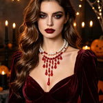 Halloween Teardrop Beaded Double Layered Necklace