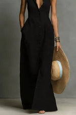 Sleeveless Button-Down Maxi Dress