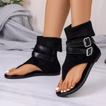 Buckled Ankle Wrap Thong Sandals