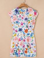 Floral Print Cap Sleeve Mini Dress