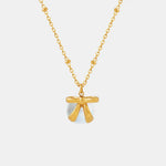 Titanium Steel Bow & Bead Pendant Necklace