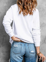 Sequin Bow Baseball Patched Casual Sweatshirt
