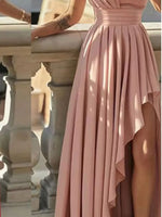 One-Shoulder Asymmetrical Hem Maxi Dress