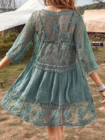 Lace Detail Plunge Cover-Up Dress - Ladyez