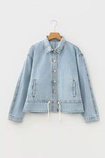 Draw-cord Hem Light Wash Denim Jacket