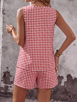 Gingham Sleeveless Top & Shorts Set