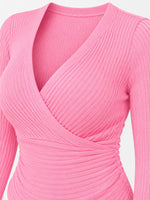 Full Size Ribbed Long Sleeve Slim Fit T-Shirt Plus Size