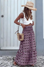 Geometric Print Smocked Waist Maxi Skirt
