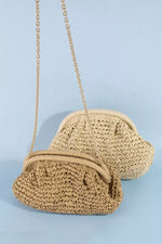 Fame Woven Raffia Frame Shoulder Bag