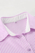 Striped Collared Neck Long Sleeve Shirt