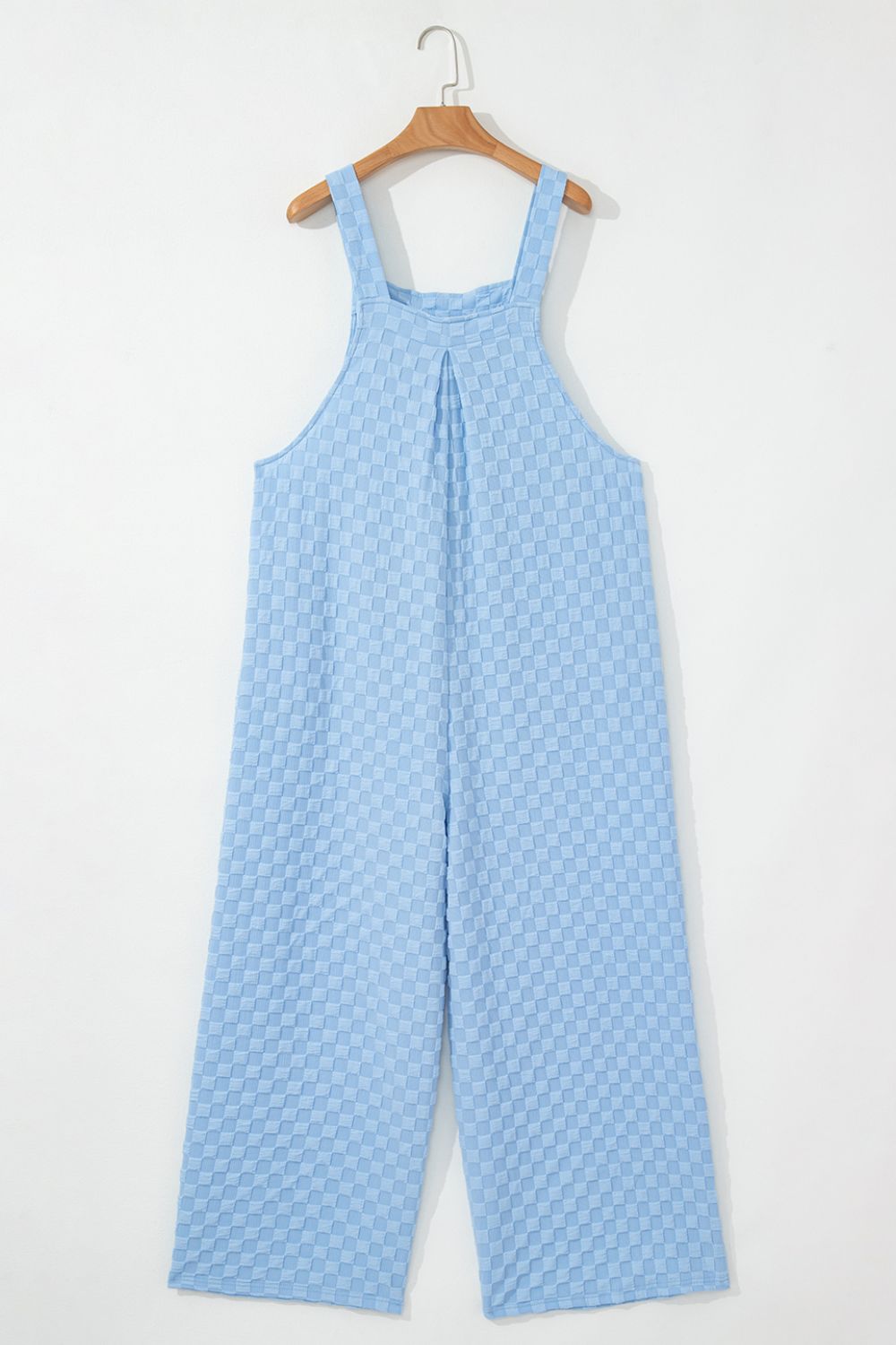 Checkered Pocketed Wide Leg Overalls - Ladyez