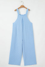 Checkered Pocketed Wide Leg Overalls - Ladyez