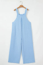 Checkered Pocketed Wide Leg Overalls