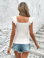 Square Neck Ruffle Sleeve Top