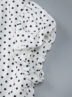 Polka Dot Ruched V-Neck Top