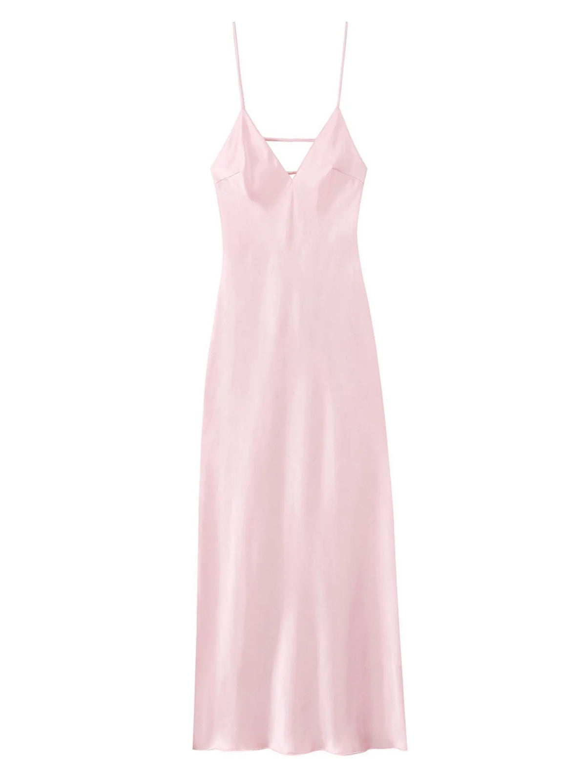Satin V-Neck Cami Dress - Ladyez