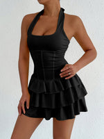 Halter Neck Ruffle Layered Dress